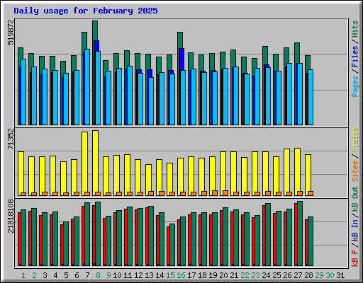 Daily usage for February 2025