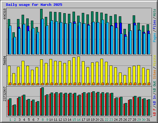 Daily usage for March 2025