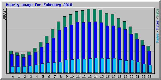 Hourly usage for February 2019